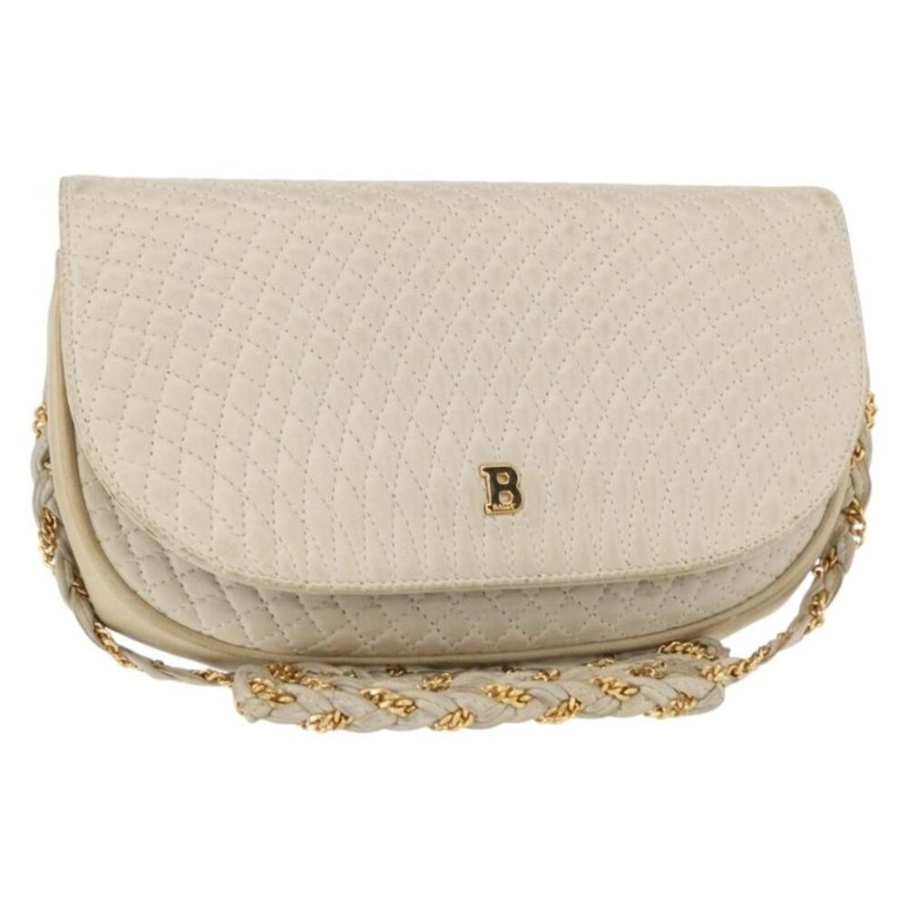 Bally Vintage Quilted Leather White Leather Shoulder Bag Bag